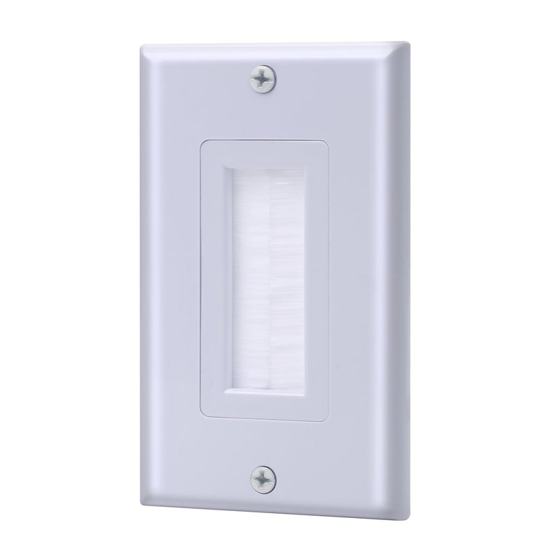 IBL-Single Gang Wall Plate with Brush Bristles (White)